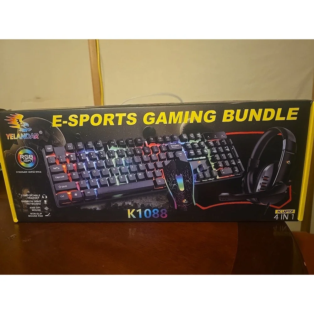Four‎ And 1E Sports Gaming, Bundle Keyboard And Headset Mouse Pad New Inbox, Rgb